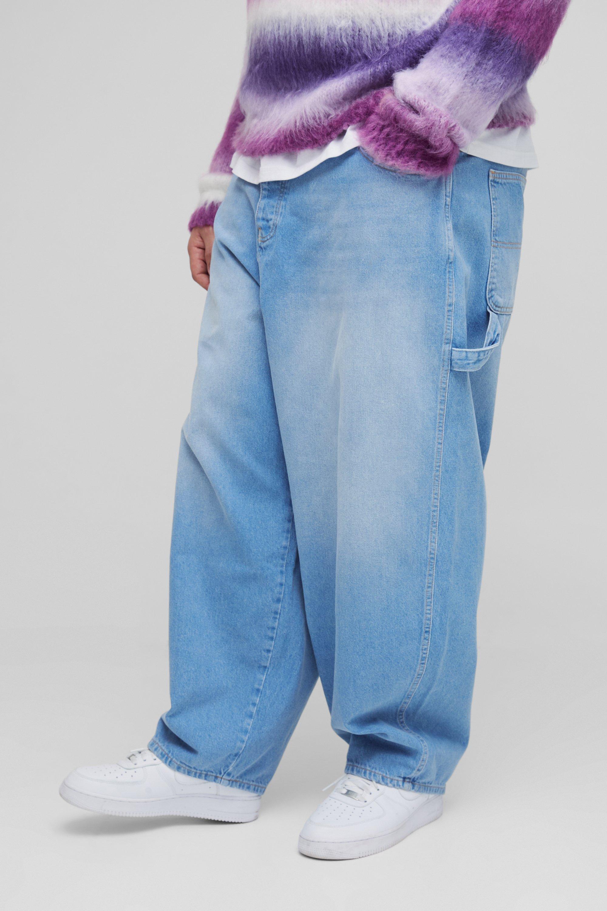 【BAON】[unisex] Pihyo Carpenter Balloon Denim Wide Pants Adjustable balloon fit carpenter jeans - Pants - BSK Teen